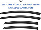 Window Visors Rain Guards for 2011-2016 Hyundai Elantra Sedan, Out-Channel Window Vent Wind Deflectors Visors Shades for 11-16 Elantra (EXCLUDES Elantra GT)