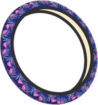 Flamingo Car Steering Wheel Cover Anti-Slip and Practical 14.5-15 Inch Universal Purple car Accessories with 2 Pieces Car Coasters Suitable for Men Women