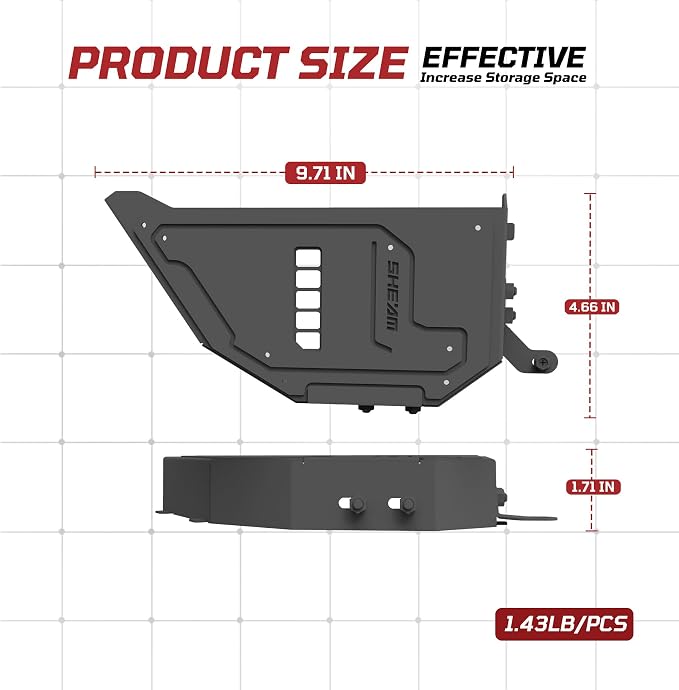 Metal Front Door Storage Pockets for Jeep Wrangler JK JKU（2007-2017）, Sturdy Door Organizer Box Pockets Insert Accessories for Replace Sagging Nets -2 PCS