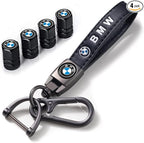 for BMW Keychain, Alloy Valve Stem Caps and Car Keyring Combo Compatible with BMW 1 3 5 6 Series X1 X3 X7 X5 X6 Z4 7 M Series, Black