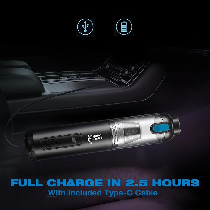 Airflex Go Cordless Car Vacuum 16000Pa, 4-in-1 Handheld Vacuum with Air Duster & Inflator, Portable Mini Vac for Car Detailing, Pet Hair, Keyboard Cleaning (Black)