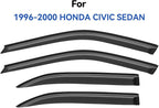 Window Visors Rain Guards Shield for 1996-2000 Honda Civic Sedan, Out-Channel Window Vent Wind Deflectors Visors Shades for 96-00 Civic