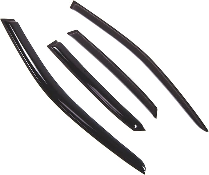 WD2-498 Dark Smoke 4 Pcs Set Window Visor (Outside Mount) Deflector Rain Guard Compatible with 2002-2005 Audi A4
