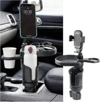 Car Cup Holder Tray, 3 in 1 Multifunctional Vehicle Food Water Bottle Phone Holder Expander Adapter with Adjustable Base, Detachable Auto Interior Food Tray Table, Universal Fit (Black)