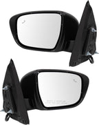 Driver & Passenger Side Power Mirror Set Smooth Black without Heat with Blind Spot Indicator Compatible with 2022-2023 Nissan Frontier NI1320338 NI1321338