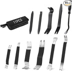 11PCS Trim Removal Tool Kit, Metal & Nylon Pry Tools Set for Car Door Panel, Dashboard, Audio, Clips, Fastener Remover w/ Storage Box – Black