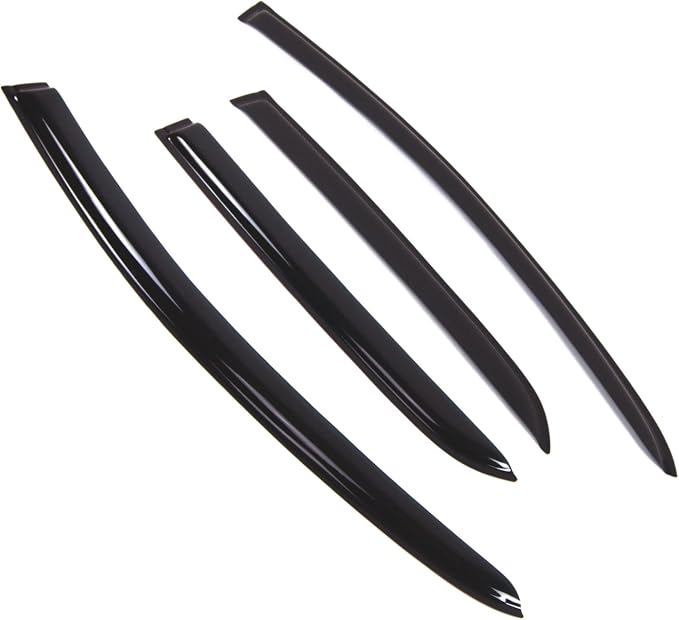 WD2-851 Dark Smoke 4 Pcs Set Window Visor (Outside Mount) Deflector Rain Guard Compatible with 2005-2010 Toyota Yaris Hatchback