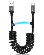 5ft Coiled USB-A to USB-C Cable [USB-IF Certified] Carplay | 3A Fast Charger Data Transfer Cord in Car for iPhone 17/16/15, Android Auto, Galaxy S26 S25 S24 S23 S22 S21 S10 S9, Pixel
