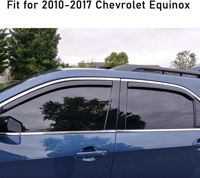 Extra Durable Clip-on in-Channel Auto Vent Window Visor, Fits 2010-2017 Chevrolet Equinox, UV Protection Rain Guard, Original Wind Deflector, No-Drill Easy Install, Dark Smoke, 4-Pcs