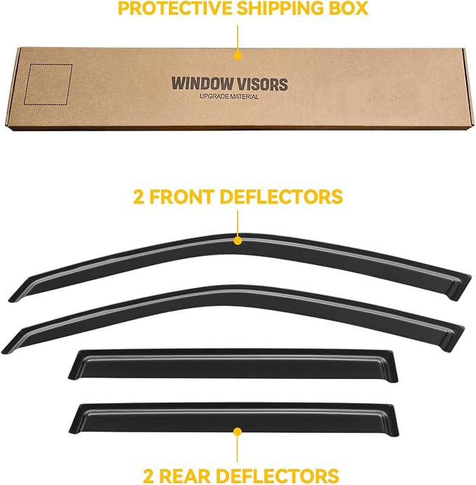 Window Visor for 2009-2013 Subaru Forester, Out-Channel Rain Guards Shields Vent Deflector Shade Wind Dark Smoke 2010 2011 2012, Tape-On Outside-Mount, 4PCS