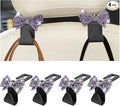 Zpana Bling Car Headreat Hook, 2PCS Crystal Rhinestone Cute Bow Vehicle Seat Back Hanger Storage for Purses Bags Grocery, Diamond Auto Rear Seat Organizer, Universal for SUV Truck Sedan (Purple)