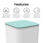 Mini Car Trash Can with Press Lid, 3L / 0.79 Gallon Small Garbage Bin, Foldable Leak-Resistant Design with Weighted Non-Slip Base for Car Floor & Center Console (White & Green)