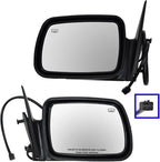 Driver and Passenger Side Mirror Assembly Set Power Heated Textured Non Foldaway Black Compatible with 1996-1998 Jeep Grand Cherokee