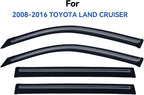 Window Visors Rain Guards for 2008-2016 Toyota Land Cruiser, Out-Channel Window Vent Wind Deflectors Visors Shades