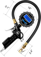 50026R Digital Tire Inflator Pressure Gauge,250 PSI Air Chuck and Compressor Accessories Heavy Duty with Rubber Hose Quick Connect Coupler for 0.1 Display Resolution