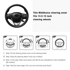 Faux Leather Heavy Duty Inner Ring car Steering Wheel Cover 14.5-15 inches (All Black)