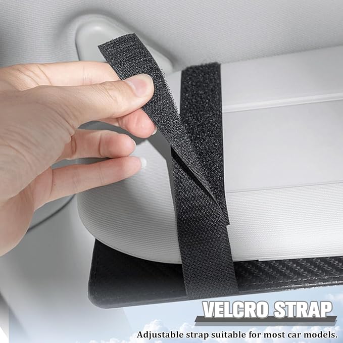 Car Sun Visor Organizer, Carbon Fiber Visor Glasses Tissue Card Holder Storage Pocket Pouch, Multifunctional Auto Sunshade Organizer Case Bag for Pens Documents Napkin, Universal Fit (Blue)