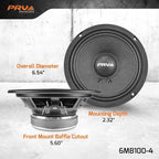 6.5 Inch Car Speakers 200 Watts 4 Ohm, 6MB100-4 Factory Replacement Car Door Speakers (Pair) Shallow Profile