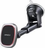 Magnetic Phone Mount, Dashboard Windshield Suction Cup Car Phone Holder Phone Mount with 6 Strong Magnets, Adjustable Telescopic Arm, Compatible with iPhone/Air/Pro/Max/All Smart Phones