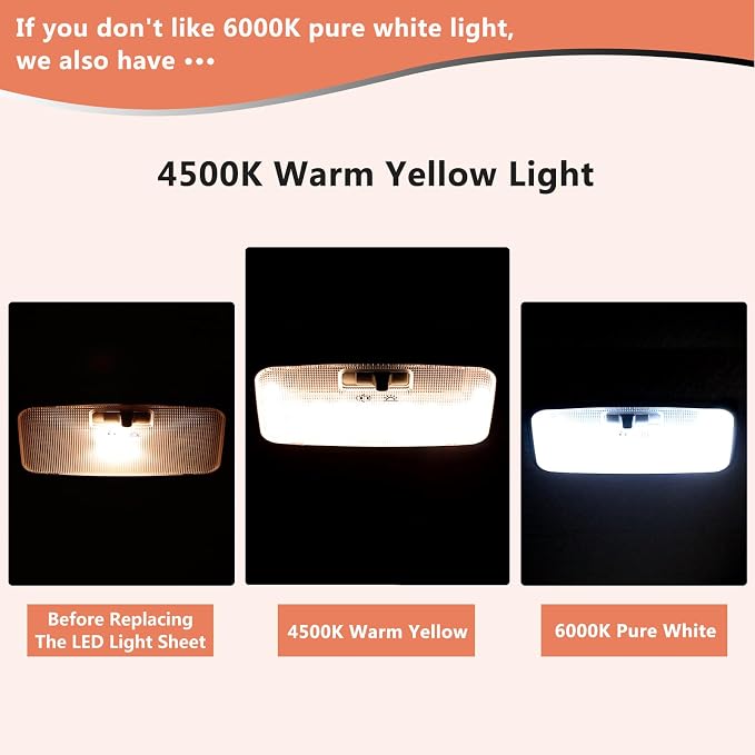 LED Light,Fit For Interior Rear Dome light Upgrade,4500K Warm Yellow Light,Brightness Can Adjust,The Accessories For Toyota RAV4(2006-2021),Corolla,Camry,Highlander(2008-2013),Tacoma,4Runner