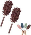 2 PCS Mini Extendable Car Duster Brush,Microfiber Car Duster, Cars Dusters Exterior&Interior Scratch Free, for Cleaning of Vehicle Details, Offices, Windows (Brown)