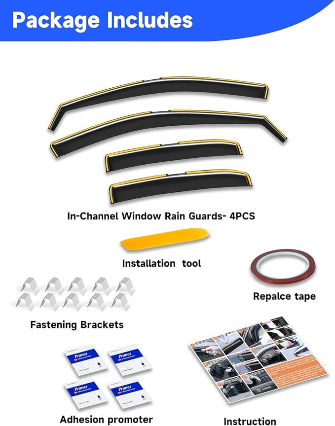 in-Channel Window Rain Guards Fit for Dodge Durango 2011-2026,Extra Durable Visors Vent Visors Window Deflector Vent Shades Car Accessories -4 pcs