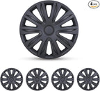 17 Inch Hubcaps Set of 4 Universal Wheel Rims Cover Hubcaps | Snap On Car Truck SUV Steel Wheels Hubcap High quality and durable ABS+PC Material (17-Inch, Matte Black )