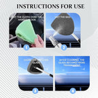 19" Extra-Long Windshield Cleaner Tool, Auto Glass Wiper Brush Kit | Car Interior Detailing Cleaning Kit with Extendable Handle and 4 Reusable Microfiber Pads, Car Window Cleaner, for Cars