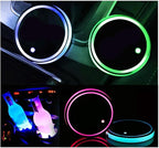 2PCS LED Car Cup Holder Lights, Light up Car Coasters for Cup Holders 7 Color-Changing Light Up Cup Holder Insert Coasters, Waterproof Car Accessories for Teens, Car Gifts for Men & Women