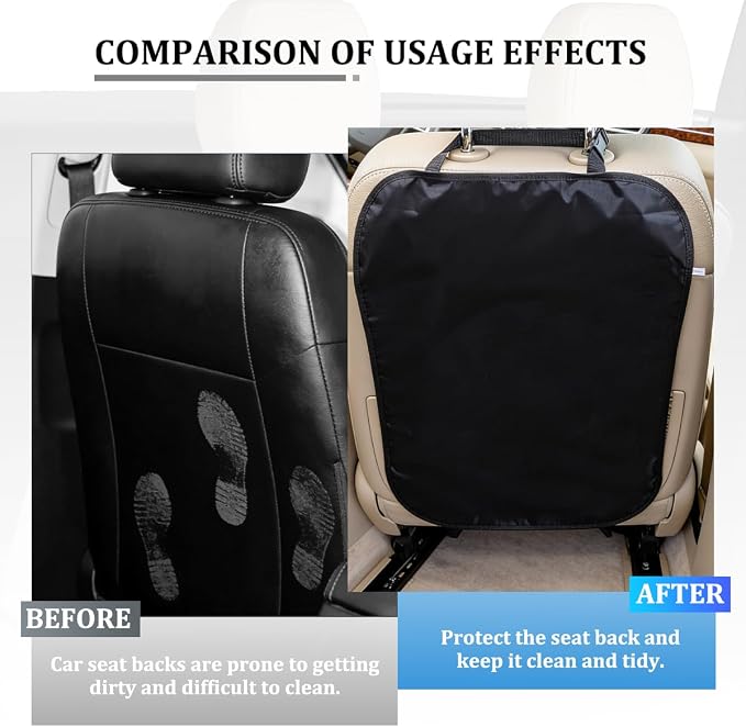 Car Kick Mat Back Seat Protector, Stain-Resistant Backseat Protector Cover to Protect from Dirt Scratches, Automotive Interior Seat Back Kick Pad for Kid, Universal for Vehicles
