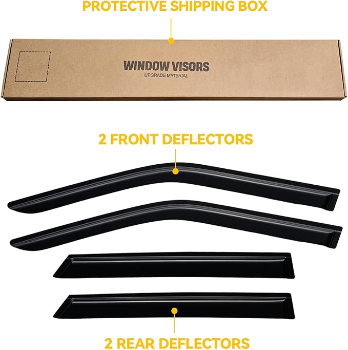 Rain Guards for 2019-2026 Chevy Blazer, Out-Channel Window Visor Shields Vent Deflector Shade Wind Dark Smoke 2020 22021 2022 2023 2024 2025 19 20 21 22 23 24 25 26, Tape-On Outside-Mount, 4PCS