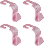 4PCS Bling Car Seat Headrest Hook, Crystal Rhinestone Backseat Hanger Organizer for Purse Handbag Umbrella, Shiny Auto Interior Seat Back Storage Holder Hook, Universal Fit (Pink2)