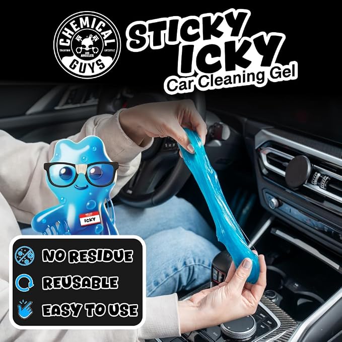 Sticky Icky Car Cleaning Gel, Green Apple, Interior Car Cleaner, Reusable Automotive Crevice & Interior Dust Cleaner for Air Vents, Consoles, Cup Holders & Keyboards, 4 Pack (100g Each)