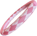 Lattice Car Steering Wheel Cover Microfiber Leather Non-Slip Comfort Universal 15 inch Checkered Plaid Wheel Protector for Truck, SUV, Cars (Pure Pink)