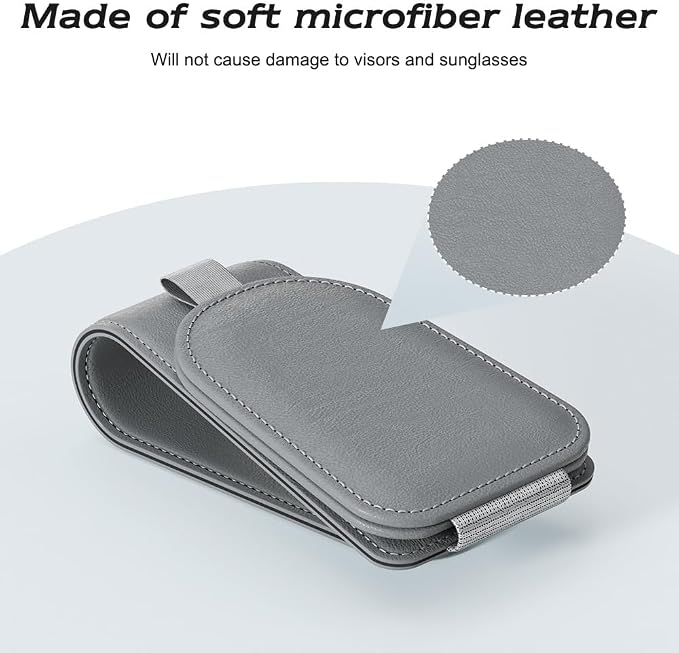 Sunglass Holder for Car Visor, Gray, 2 Packs | Suede Cloth, Magnetic, Organizer for Car Accessories