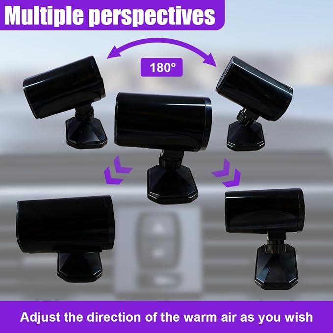 12V 150W Portable Car Heater, Fast Demisting Defroster Car Fan Windshield Defroster, 360° Rotary Auto Heater and Cooler That Plugs into Cigarette Lighter for Sedan SUV (Black)