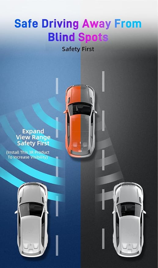 Blind Spot Mirror for Car, Stick-On Blind Side Mirror for Cars, SUVs & Trucks, Adjustable HD Glass Convex Wide-Angle Blindspot Mirrors