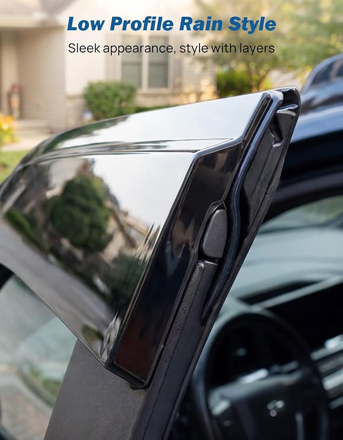 Low Profile Window Rain Guards Compatible with 2019-2026 Silverado/GMC Sierra 1500, 2020-2026 Silverado/GMC Sierra 2500HD/3500HD Crew Cab, Outside Mount Window Vent Visors, 4pcs