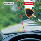 Windshield Cleaning Tool, Car Window Cleaner with Extendable Long Handle and 4 Washable Reusable Microfiber Pads, Auto Interior Exterior Auto Glass Wiper for Windshield, Universal for Cars (Orange)