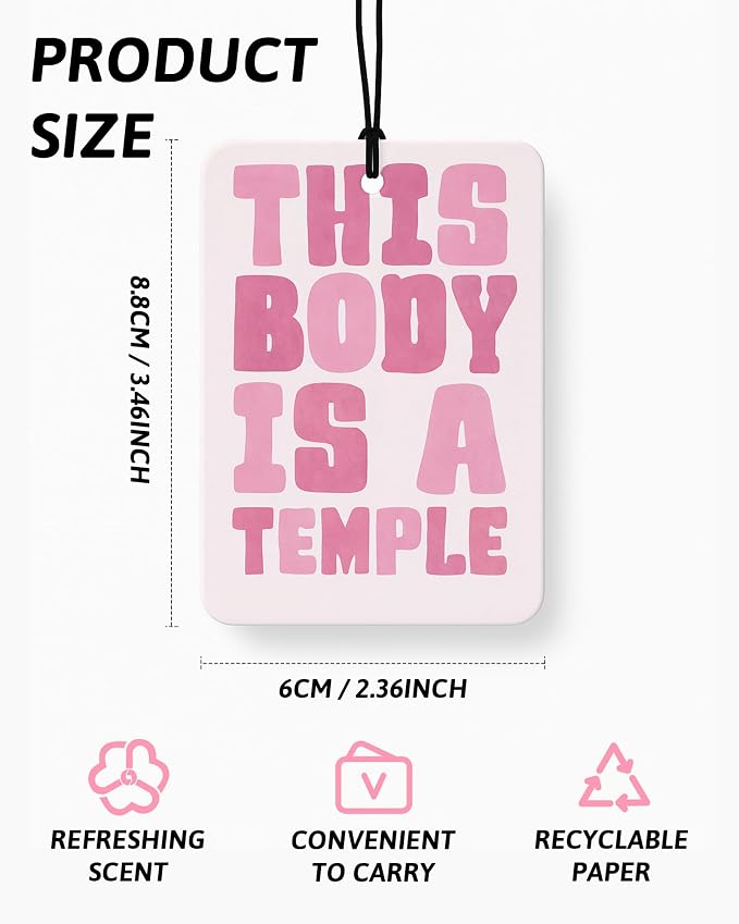 Pink Christian Car Air Freshener 4 Pcs Coconut Scented, Preppy Religious Bible Verse Car Accessories Mirror Decor for Women, Girly Christian Hanging Air Freshener for Cars Closet Drawer Books