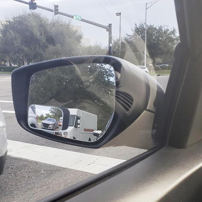 Blind Spot Mirror Rectangular, HD Glass Frameless Stick on Adjustabe Convex Wide Angle Rear View Blind Spot Car Mirror for Car Blind Spot, Pack of 4