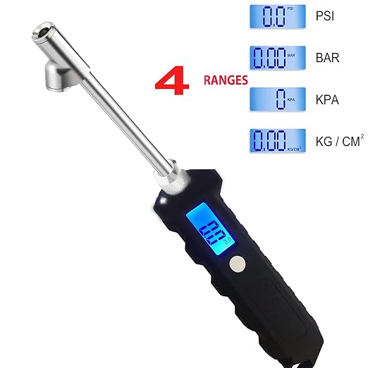 Digital Tire Pressure Gauge 230 PSI Heavy Duty Dual Head Stainless Steel Made for Truck and RV with Backlit LCD and Flashlight Car Accessories