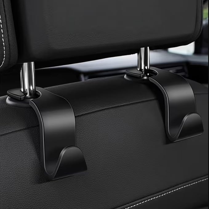 4PCS S-Shaped Car Headrest Hooks, Universal Heavy Duty Car Seat Back Hooks, Multifunctional Vehicle Interior Storage Hanger for Bags, Purses, Coats, Groceries and Travel Accessories