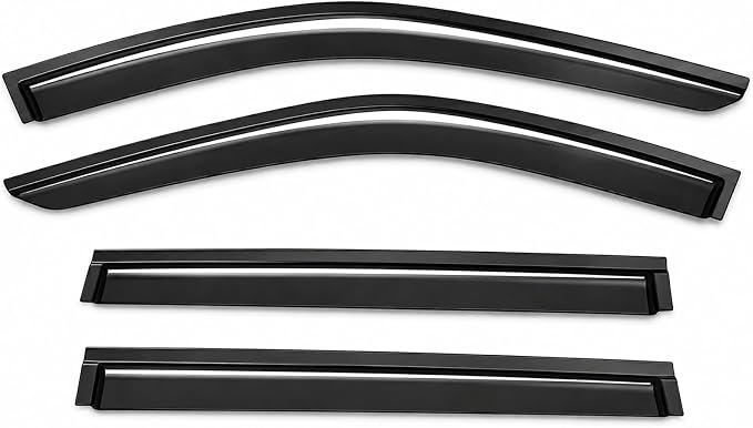 2017-2026 Tape-On Side Window Deflector Visors Compatible with Jeep Compass Smoke Tinted Rain Guards 2018 2019 2020 2021 2022 2023 2024 2025