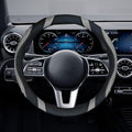 Car Steering Wheel Cover, 15 Inch Leather Anti-Slip Breathable Automotive Steering Wheel Protector, Universal Heat Resistant Vehicle Interior Accessories Cars, SUVs, Trucks(Gray)