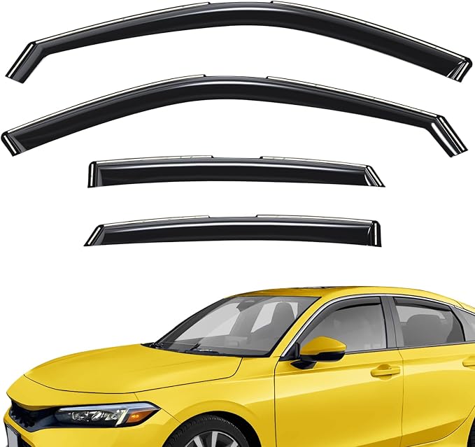 Extra Durable Window Deflectors in-Channel Window Visors Rain Guards Fit for Honda Civic 2022-2026 Hatchback, Sun Visors, Wind Vent for Shades, Exterior Car Accessories - 4pcs. AG0766