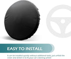 Car Steering Wheel Cover Sun Shade, Thickened Soft Waterproof Steering Wheel Sun Block Protector, All-Inclusive Design Auto Steering Shield Accessories for Most Cars, Trucks, SUVs (Black)