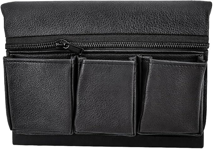 Car Window Side Storage Box, Multifunctional Leather Vehicle Side Door Armrest Pad Organizer with Pockets, Auto Window Arm Elbow Rest Storage Bag, Universal for SUV Van Truck (Black)