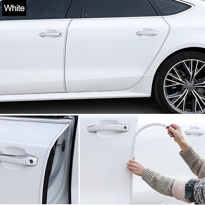 Universal Rubber Seal Protector - U Shape Edge Trim Car Door Protection for Most Cars, Aluminum Boat Edge Guards (White/16FT)