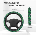 Alien Palm Leaf Flower Spaceship Steering Wheel Cover Car Accessories Cute for Women Girls Girly Universal 15 Inch Neoprene Auto Interior Decor Anti Slip Car Truck Protector